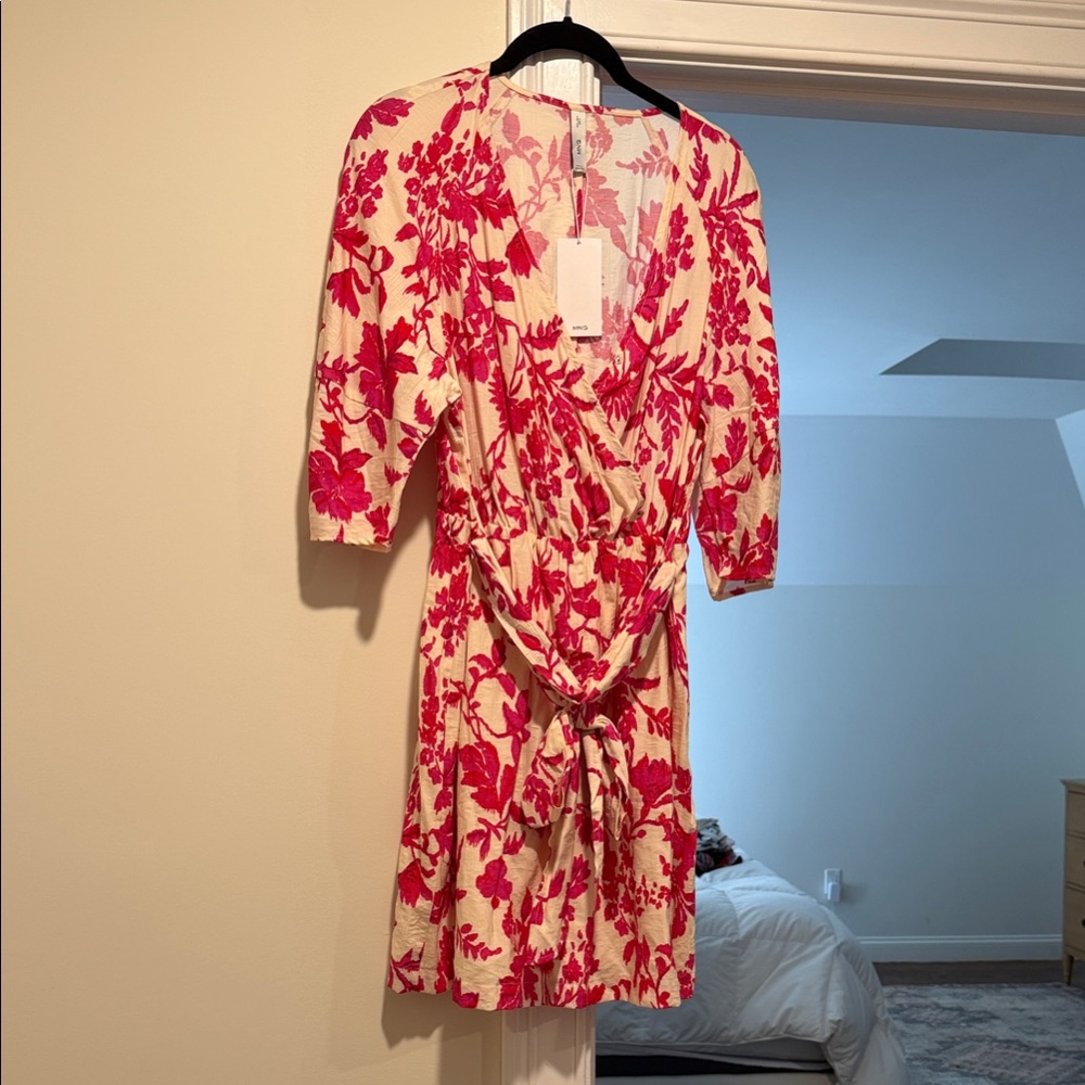 Mango Pink and Cream Floral Dress New with Tags!